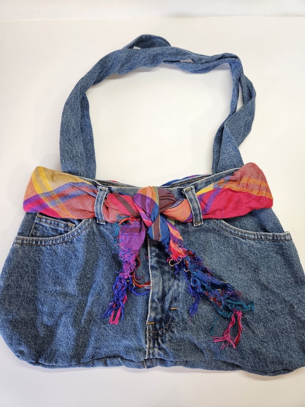 VINTAGE VS Moda INTL Upcycled Y2K Denim Jeans Tote Bag Purse Handmade
